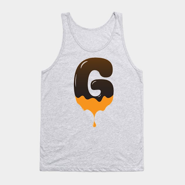 chocolate Alphabet Letter G Tank Top by Kangina